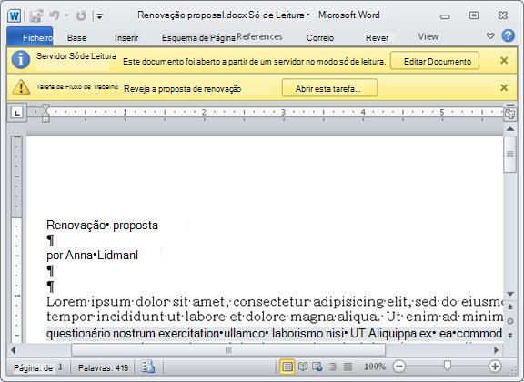 Item a rever com duas barras de mensagens amarelas