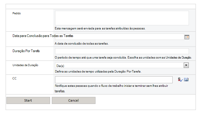 Imagem do ecrã do fluxo de trabalho