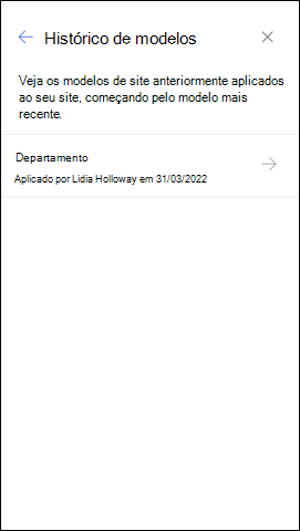 Captura de ecrã a mostrar o painel histórico do Modelo
