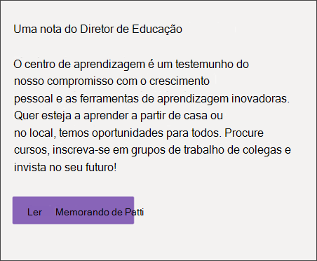 Site Central de Aprendizagem Peça Web Texto que mostra uma mensagem de boas-vindas ou área de anúncio do modelo