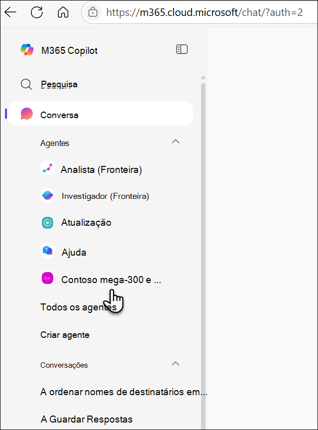 O agente usado aparece no trilho esquerdo