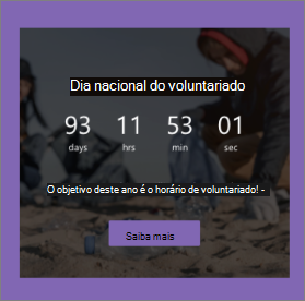 Captura de ecrã da peça Web Contagem Decrescente