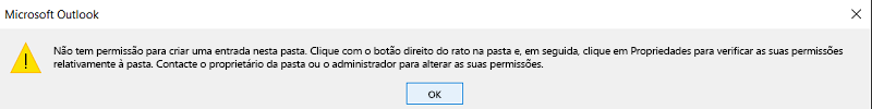 Erro ao criar contactos