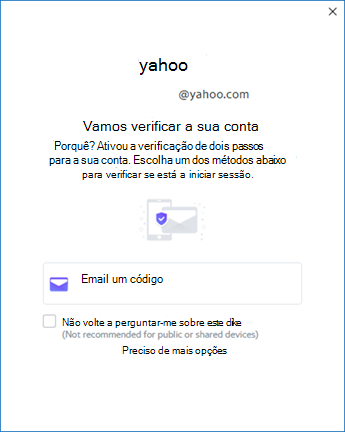Ecrã três da configuração do Yahoo Outlook - verificar conta