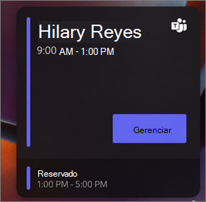 Desk Hub a mostrar um calendário com sinal reservado