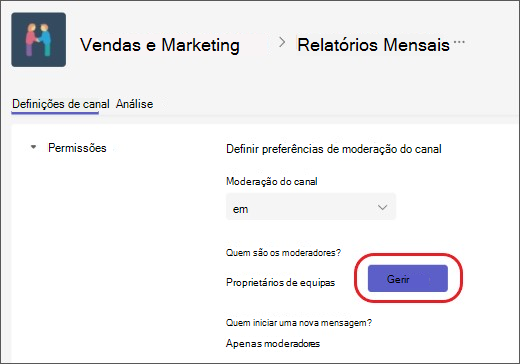 Adicionar ou remover moderadores de canal