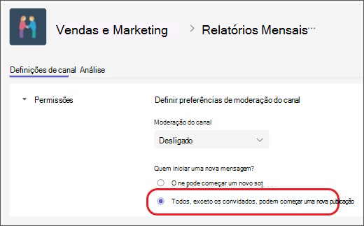 moderação do canal excluir convidados