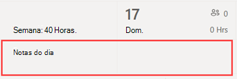 Localização das notas diárias numa agenda de Turnos