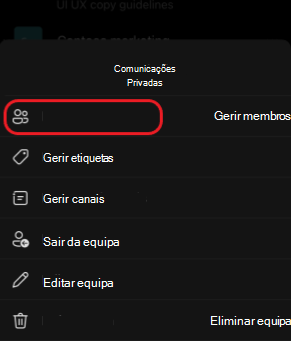 Gerir membros da equipa no iOS
