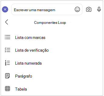 menu móvel do componente Loop