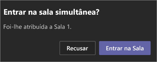 Convite para participar numa Sala Simultânea.