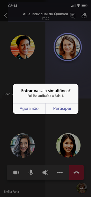 Caixa de diálogo Participar em Sala Simultânea em dispositivos móveis.
