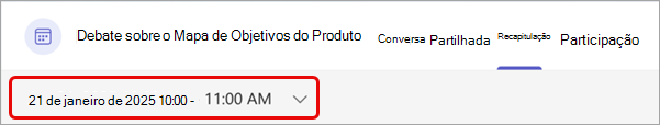 Vista do resumo da reunião no Teams