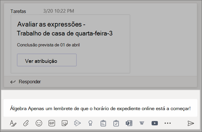 Uma publicação escrita na caixa de composição.