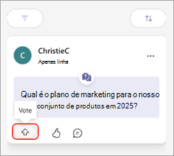 Uma mensagem do Teams com um botão Votar e seta para cima.
