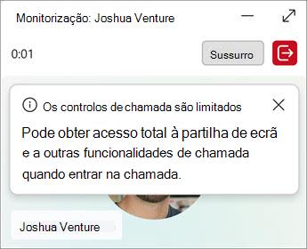 Filas página de gestão mostra opções para sussurrar ou entrar.