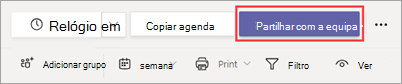 O botão Partilhar com equipa nos Turnos