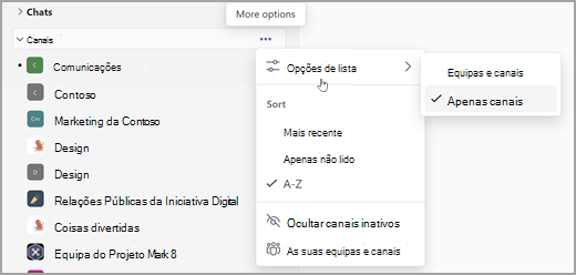 Captura de ecrã de uma lista simples de colaboração simples e filtro