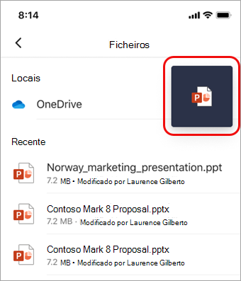 Toque no ícone Apresentar para regressar ao PowerPoint