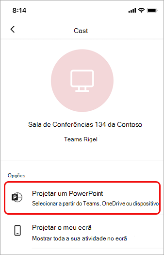 Toque em Projetar um PowerPoint
