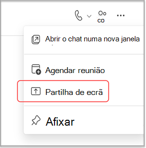 Partilhar o seu ecrã numa conversa do MS Teams