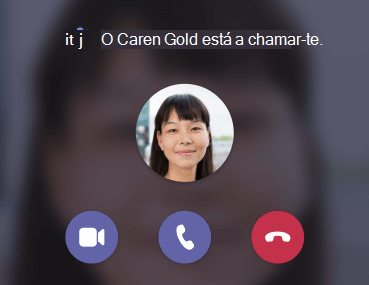 Notificação de chamada a receber no Teams