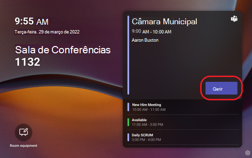 painel do Teams gerir reunião