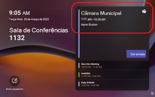 painel do Teams reunião em curso