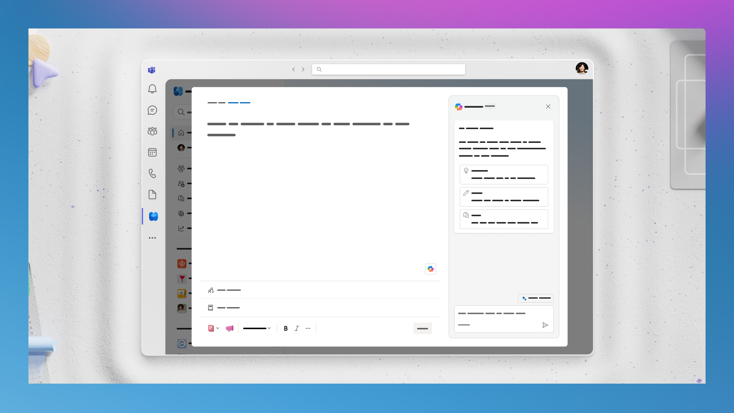 A captura de ecrã mostra a interface de utilizador do Microsoft Copilot no Viva Engage.