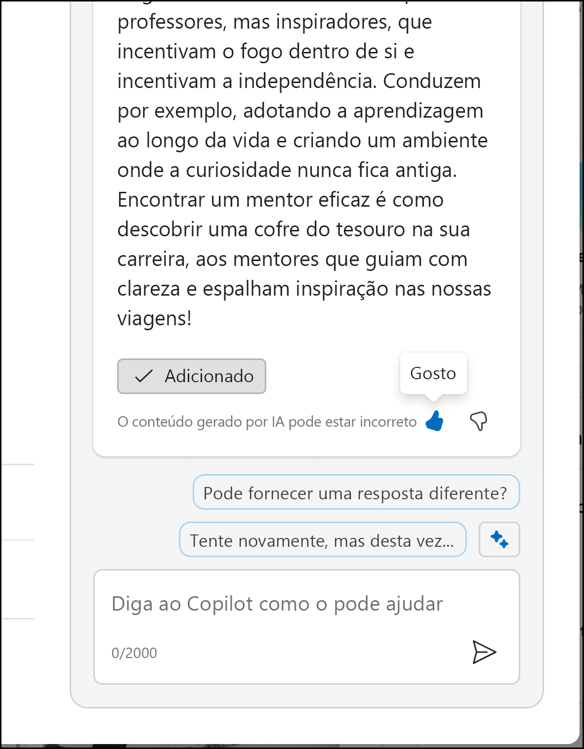 A captura de ecrã mostra os ícones de polegares utilizados para desbloquear o formulário de feedback.