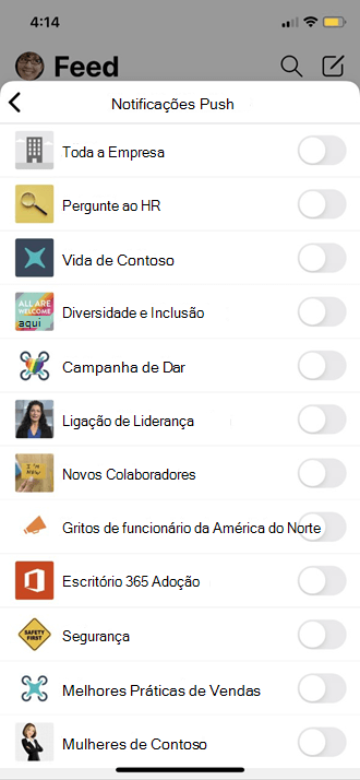 Emitir as suas definições de perfil móvel