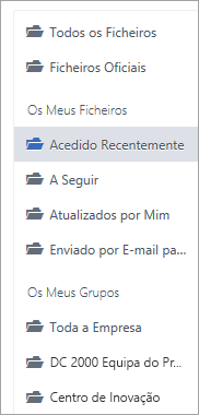 Lista a mostrar localizações de ficheiros