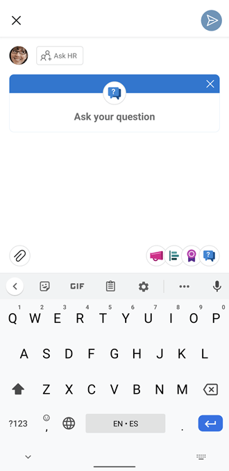 Perguntas e respostas do Yammer num telemóvel Android