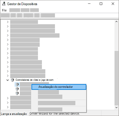 Clique com o botão direito do rato na listagem de dispositivos e selecione Atualizar o controlador.