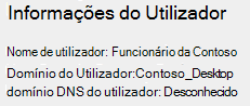 Informações do utilizador exibidas no relatório de rede sem fios