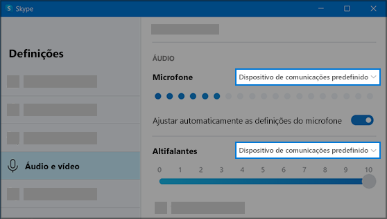 Definições do Skype