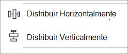 Captura de ecrã a mostrar as opções de alinhamento horizontal e vertical de Alinhar Objetos.
