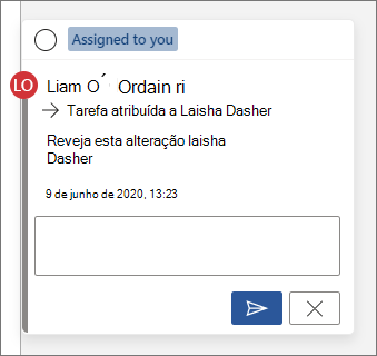 Uma tarefa atribuída a outro utilizador
