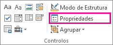 propriedades de controlo do modo de programador