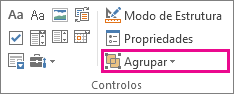 botão agrupar do modo de programador