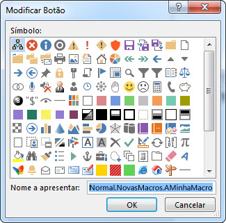 Opções do botão na caixa Modificar Botão