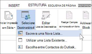 Comando Escrever uma lista nova