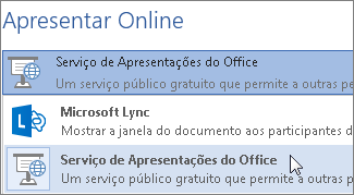 Apresentar Online através do Serviço de Apresentações do Office