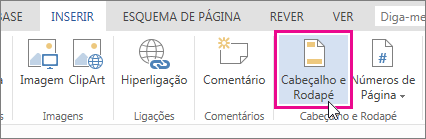 Imagem do botão Cabeçalho & Rodapé no Word Online