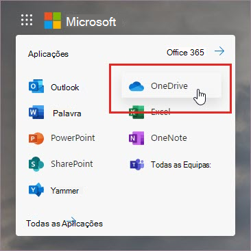 Abrir a aplicação OneDrive