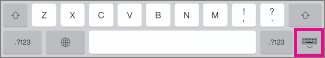 Toque na tecla do Teclado na parte inferior direita para ocultar o teclado