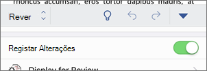 Ativar ou desativar a opção Registar Alterações