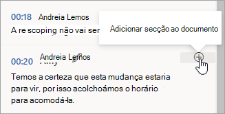 Selecione Adicionar secção ao documento