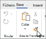 Botão Pincel de formatação no friso