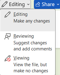 Word opções para Editar, Rever ou Ver um documento